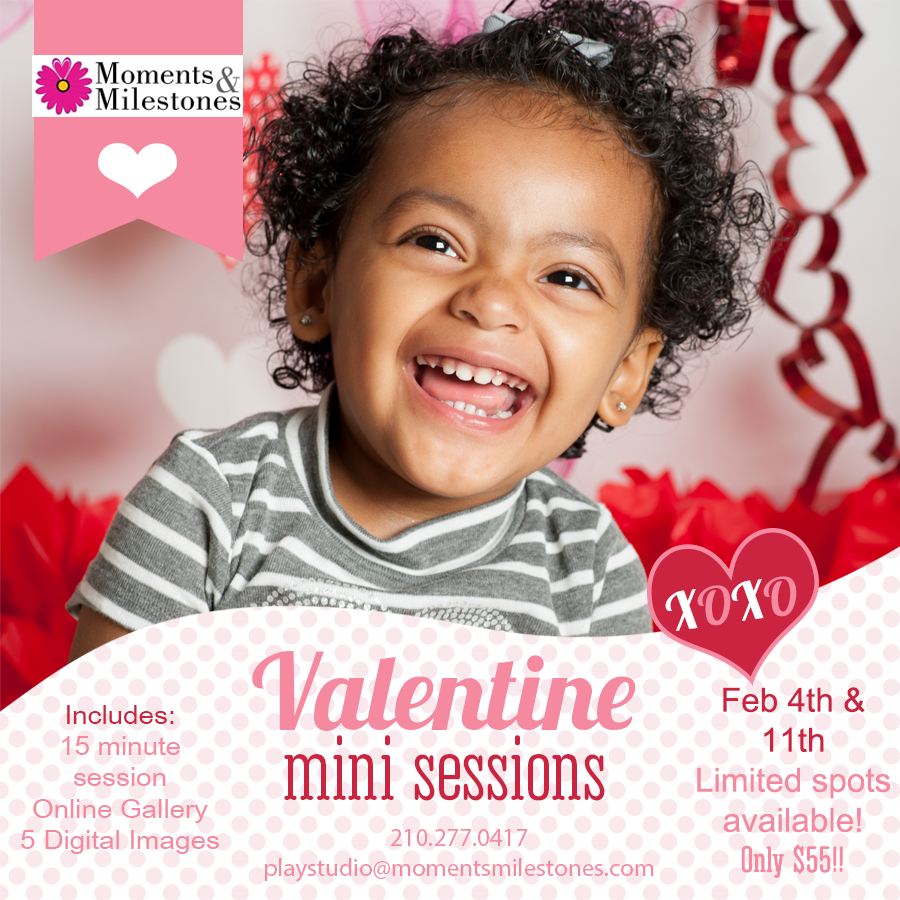 Valentine's Day Mini-Sessions Moments & Milestones Studio Photography Monthly Mini's Themed Children's Sessions